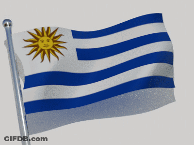 Blue And White Striped Flag With Yellow Sun GIF