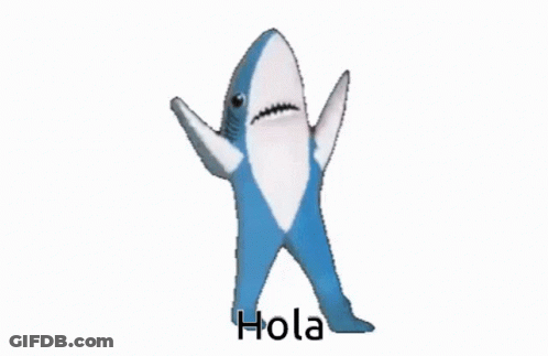 Blue And White Stuffed Shark Dancing Hola GIF
