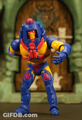 Blue And Yellow Action Figure With Helmet GIF