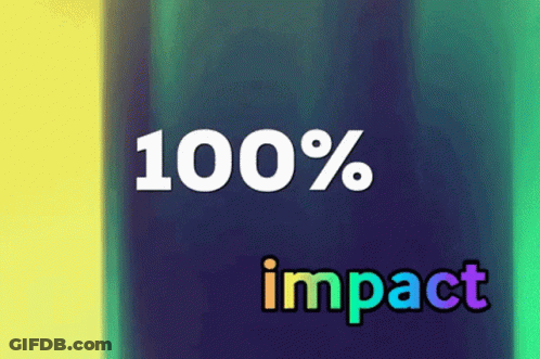 Blue And Yellow Background Saying 100% Impact GIF