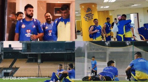 Blue And Yellow Cricket Team Collage GIF