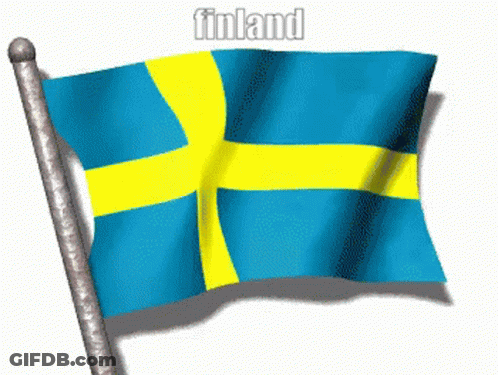 Blue And Yellow Flag Saying Finland GIF