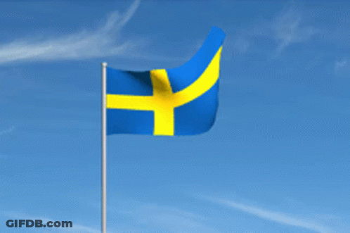 Blue And Yellow Flag Waving Against Blue Sky GIF