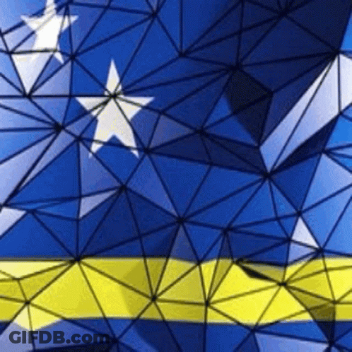 Blue And Yellow Flag With White Star GIF