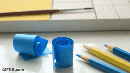 Blue And Yellow Pencils With Brush GIF