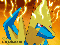 Blue And Yellow Pokemon With Lightning GIF
