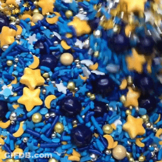 Blue And Yellow Sprinkles With Stars GIF