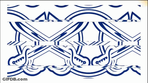 Blue And Yellow Striped Mountain Drawing GIF