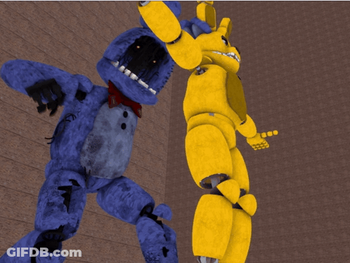 Blue And Yellow Stuffed Animals Standing Together GIF