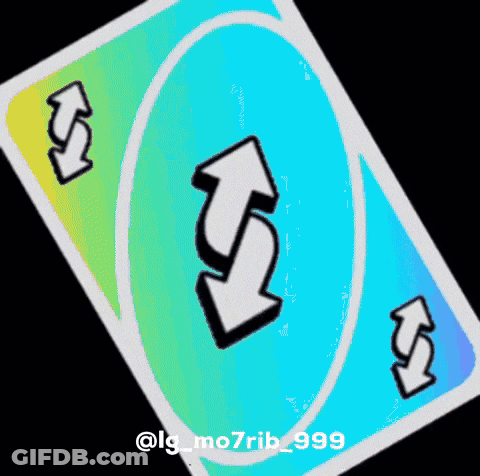 Blue And Yellow Uno Card With Arrows GIF