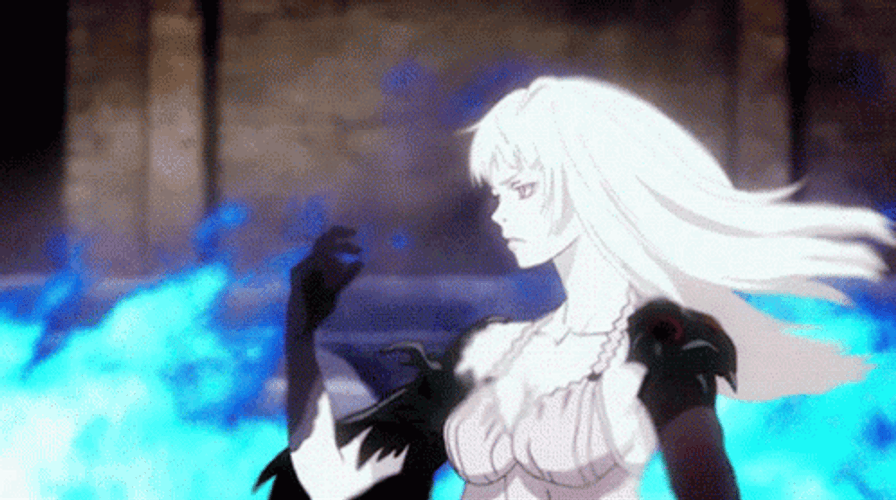 Blue Animated Fire Anime Girl GIF