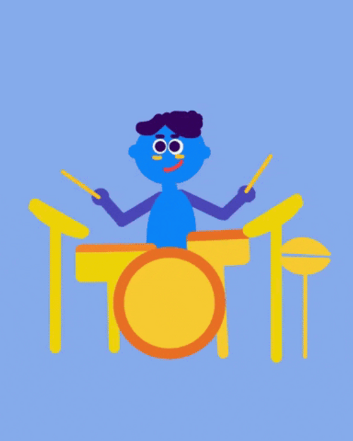 Blue Animated Man Rimshot GIF