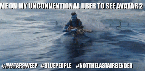 Blue Avatar Holding Gun Poster GIF