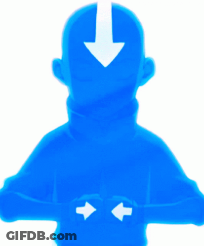 Blue Avatar With White Arrow Pointing Right GIF