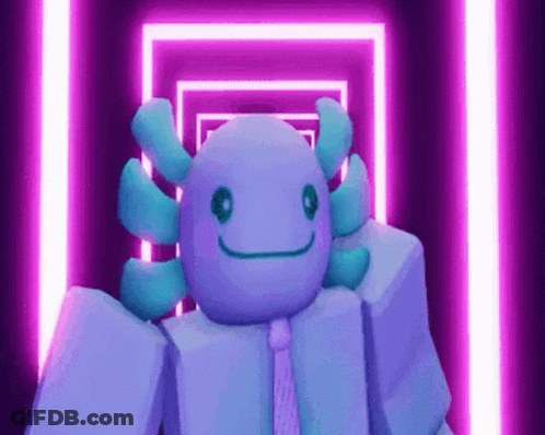 Blue Axolotl In Suit And Tie In Purple Tunnel GIF