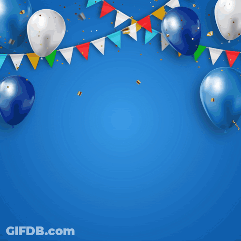 Blue Background Balloons Happy Birthday GIF
