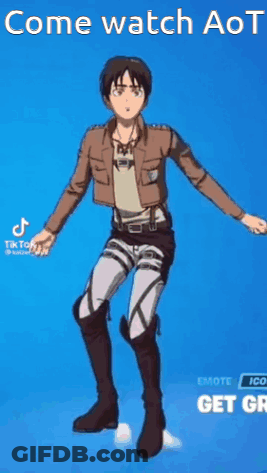 Blue Background Cartoon Character Saying Come Watch AOT GIF