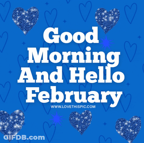 Blue Background Good Morning Hello February GIF