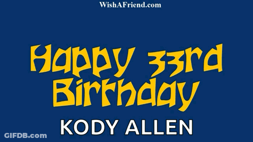 Blue Background Happy 33Rd Birthday Kody Allen GIF