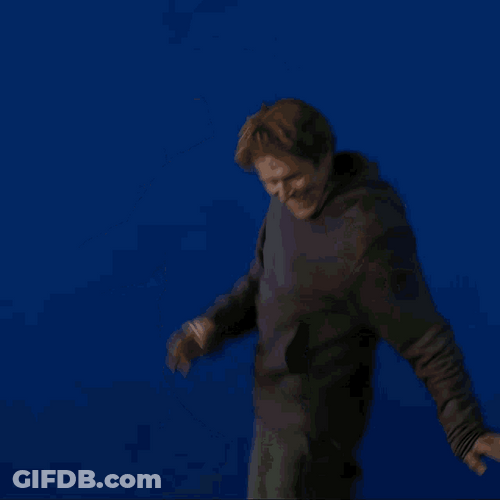 Blue Background Happy Dancing Willem Dafoe GIF