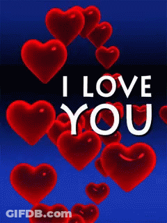 Blue Background Hearts Saying I Love You GIF