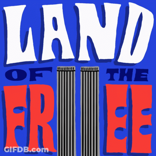 Blue Background Land Of The Free GIF