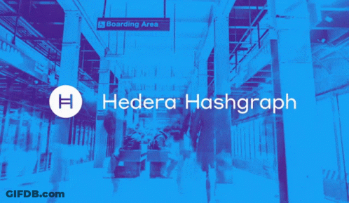 Blue Background People Walking Hedera Hashgraph GIF