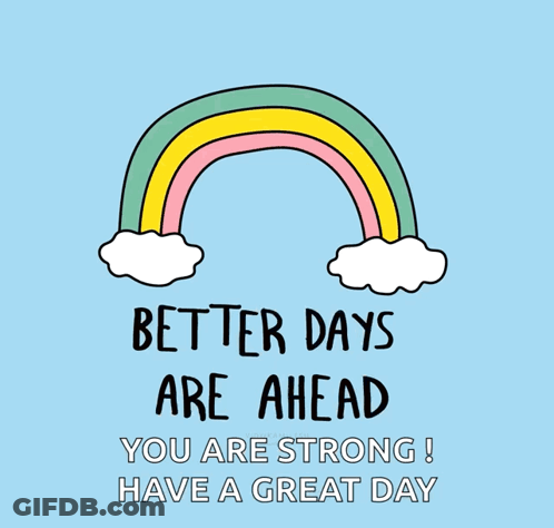 Blue Background Rainbow Saying Better Days Are Ahead GIF