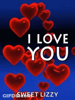 Blue Background Red Hearts I Love You GIF