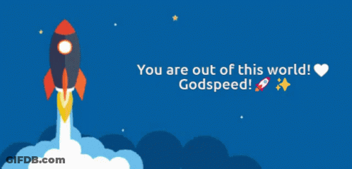 Blue Background Rocket You Are Out Of This World GIF