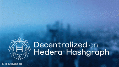 Blue Background Saying Decentralized On Hedera Hashgraph GIF