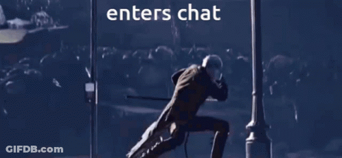 Blue Background Saying Enters Chat GIF