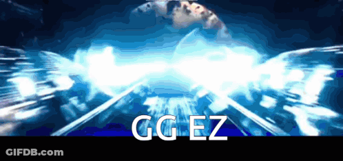 Blue Background Saying GG EZ GIF