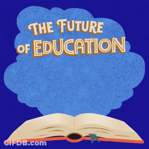 Blue Background Saying The Future Of Education GIF