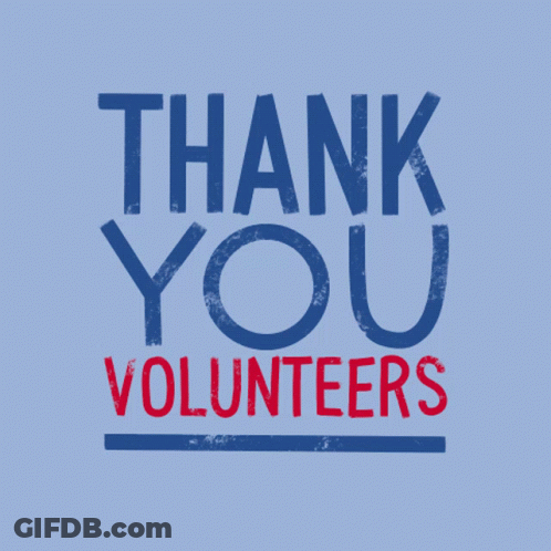 Blue Background Thank You Volunteers GIF