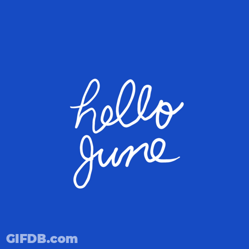Blue Background White Hello June GIF