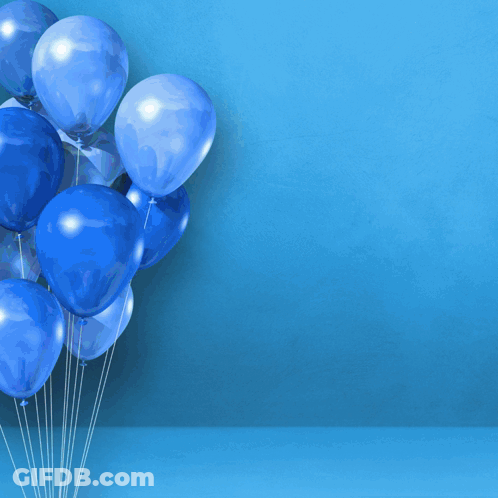 Blue Background With Balloons Feliz Cumpleanos Birthday GIF