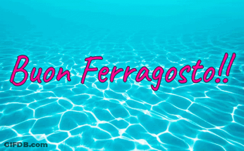 Blue Background With Buon Ferragosto In Pink GIF
