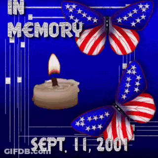 Blue Background With Butterflies And Candle September 11 2001 GIF