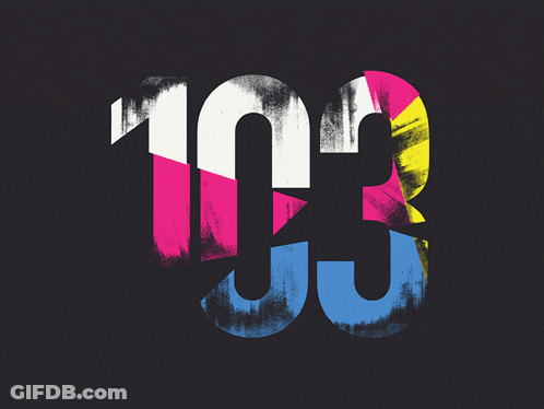 Blue Background With Colorful Number 103 GIF