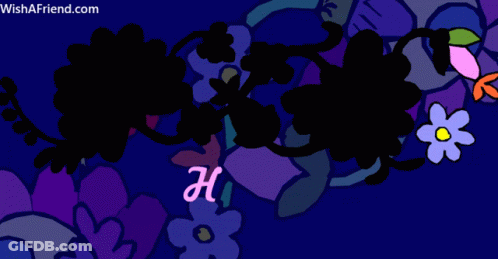 Blue Background With Flowers Saying Happy Anniver GIF