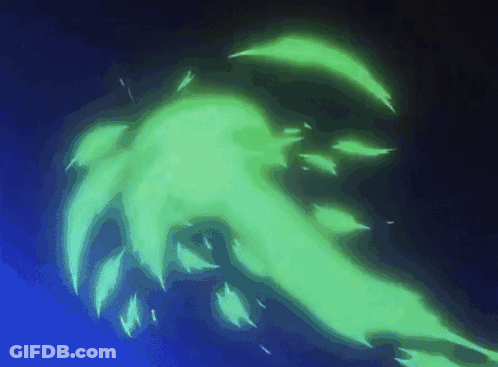 Blue Background With Green Glowing Object GIF