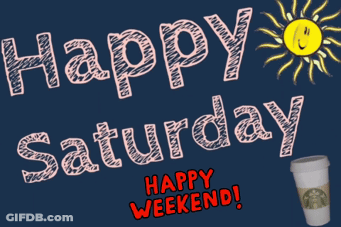Blue Background With Happy Saturday And Happy Weekend GIF