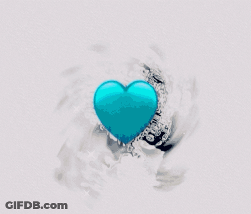 Blue Background With Heart Saying Love GIF