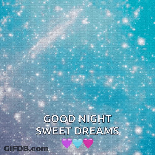 Blue Background With Hearts Good Night Sweet Dreams GIF