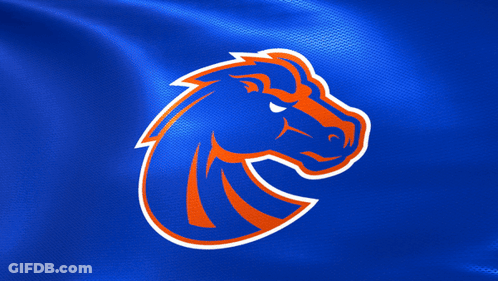 Blue Background With Orange And White Horse Head GIF