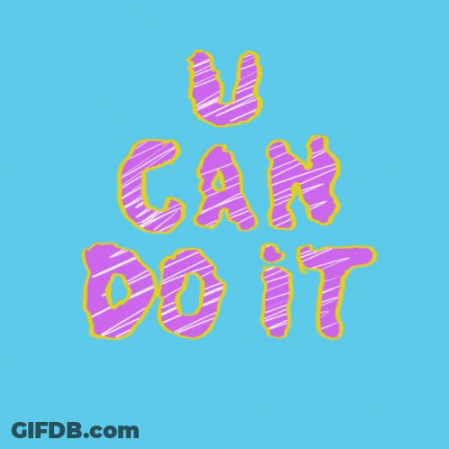 Blue Background With Purple U Can Do It GIF