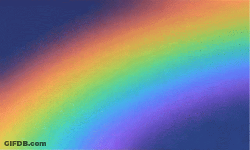 Blue Background With Rainbow In Sky GIF