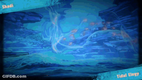 Blue Background With Skadi And Tidal Elegy GIF