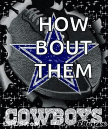 Blue Background With Star And Word Cowboys GIF